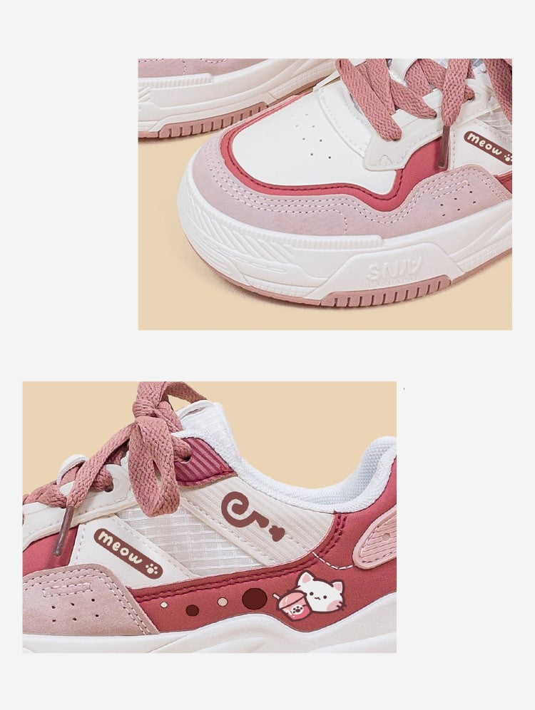 Meow Milk Tea Red Pink Sporty Sneakers Running Shoes