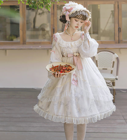 Pure White Lily Flower Lace Dress