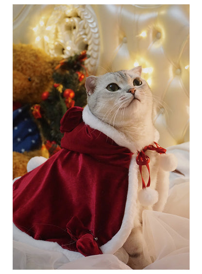 Cute Pets Dogs Cats Apparel Little Princess Winter Christmas Cloak