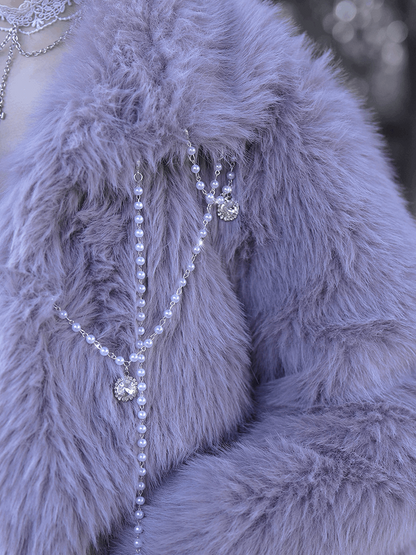 Blood Supply Swan Dream Snow Princess Purple Gray Pearl Artificial Fox Fur Winter Jacket Coat