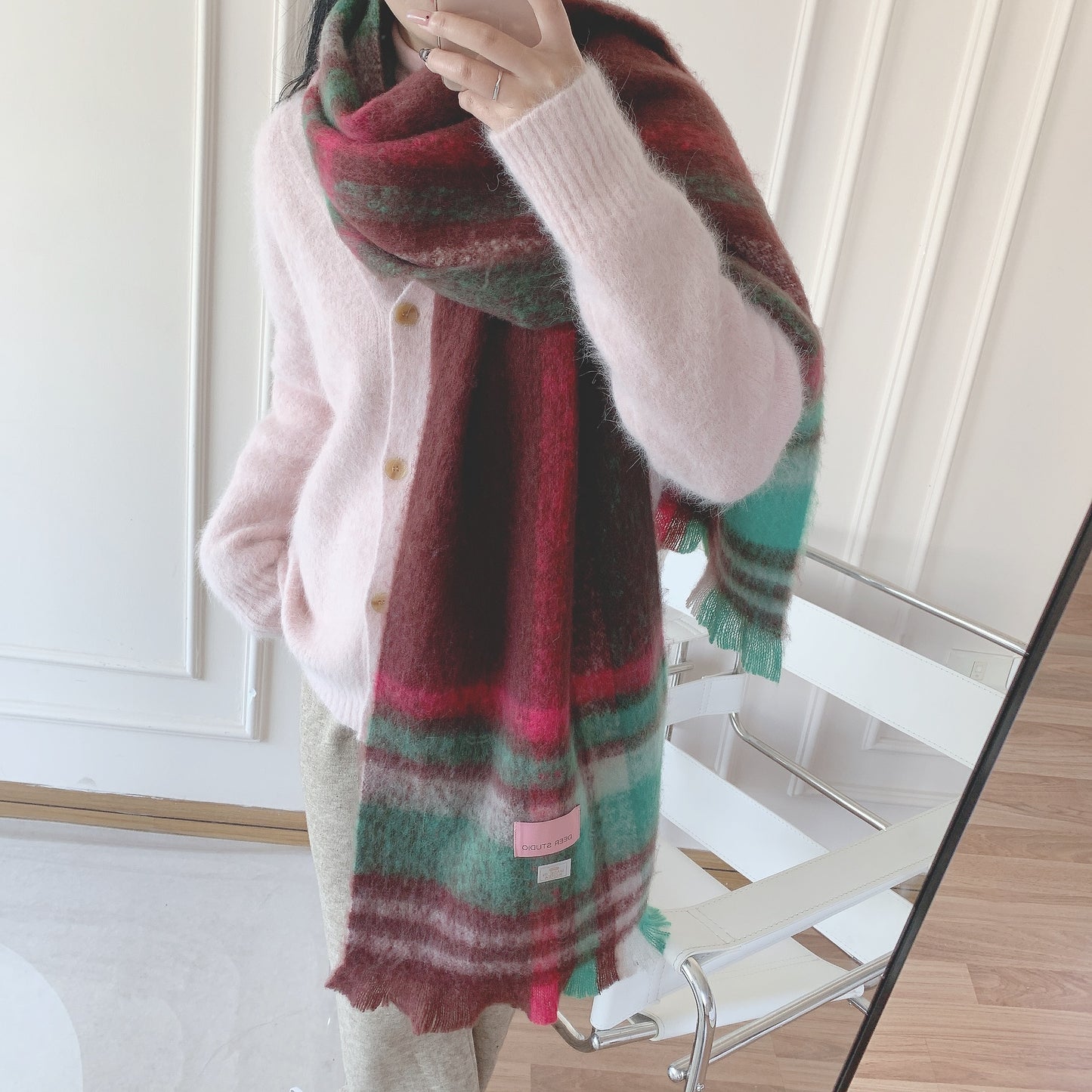 Sweet Plaid Cute Soft Pastel Shawl Scarf Scarves