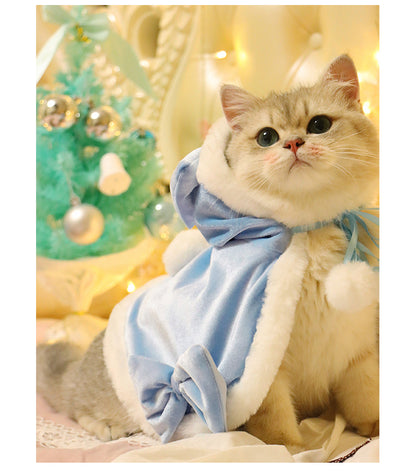 Cute Pets Dogs Cats Apparel Little Princess Winter Christmas Cloak