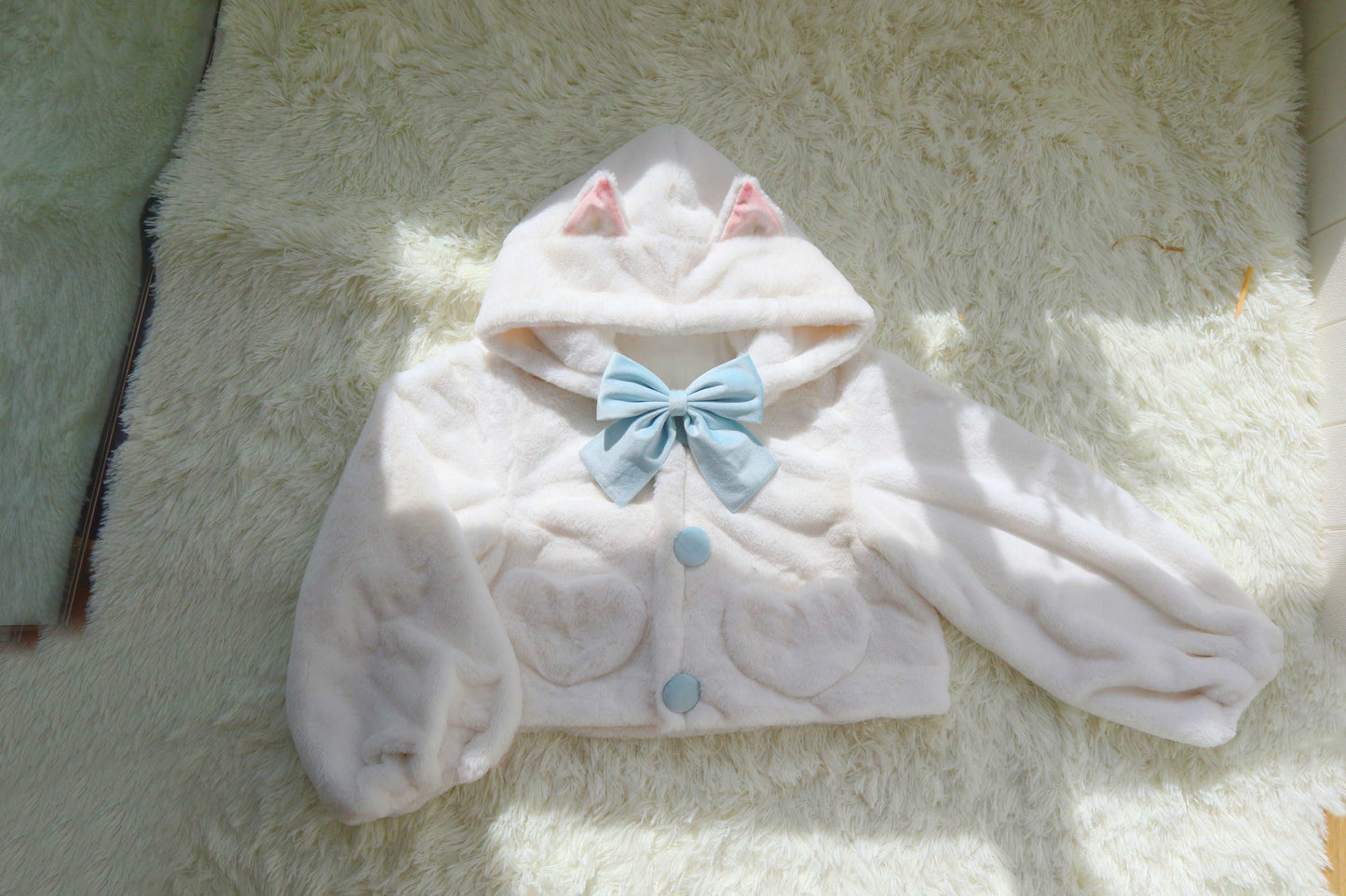 Japanese Cute Colorful Kawaii White Black Calico Gray Cat Thick Warm Plush Rabbit Fur Winter Coats Jackets