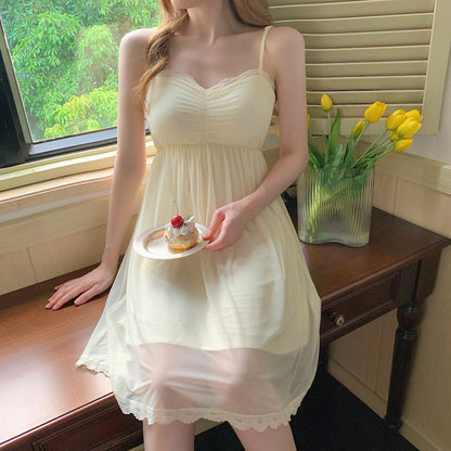 Elegant Fairy Pink & Yellow Nightdress Nightgown Robe Strap Dress