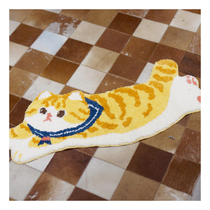 Cute Sailor Orange Tabby Cat Neko Soft Plush Rug Carpets Decor