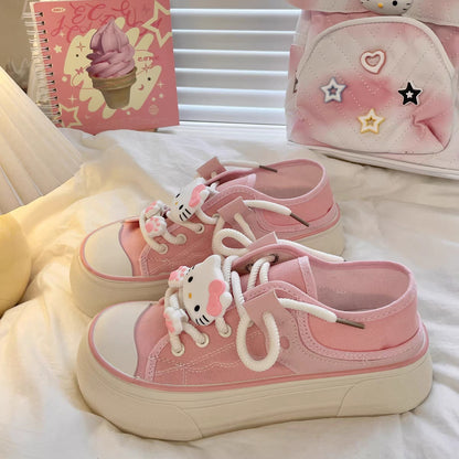 Kitty Cat Cartoon Pink Summer Street College Girl Sneakers