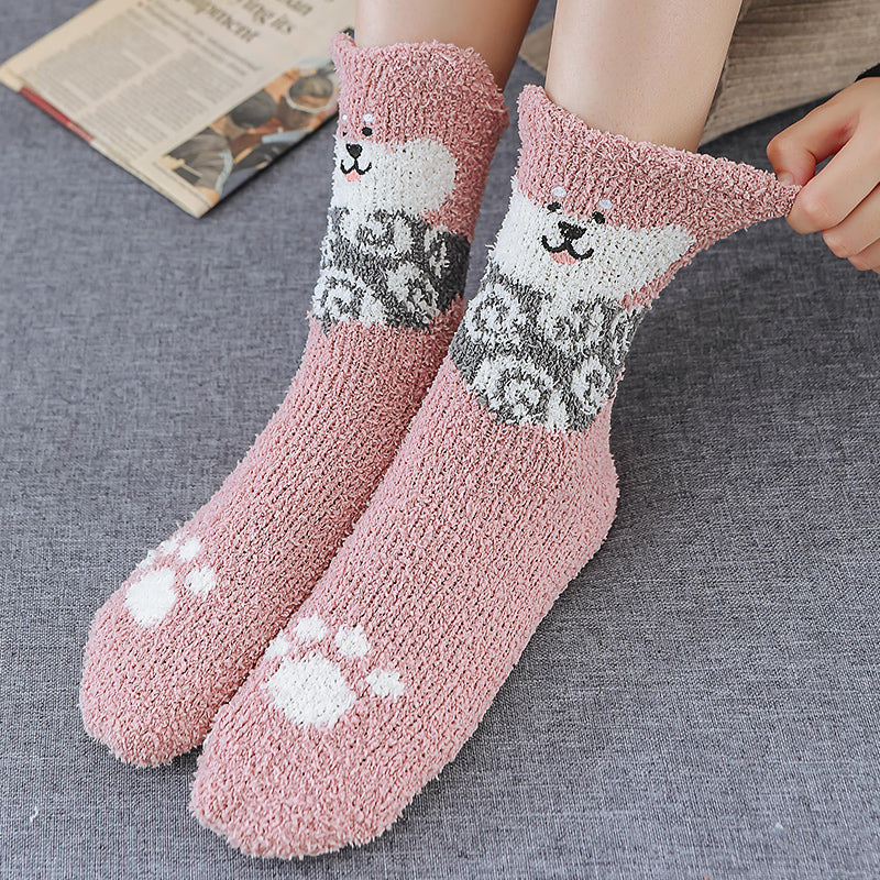 Shiba Inu Dog Warm Thick Plush Socks Set