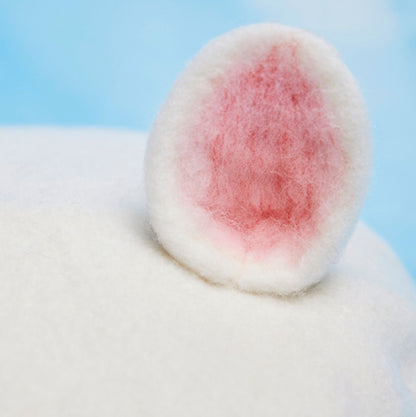 Cute White & Pink Animal Ears Wool Beret Hat