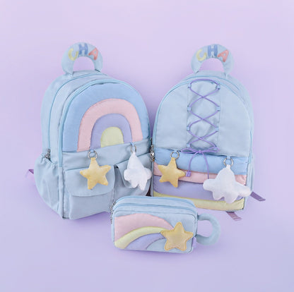 Rainbow Pastel Colorful Blue Purple Star Cloud Cute Y2K Bag Backpack