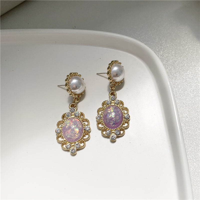 Fantasy Elegant Oval Gemstone Earrings