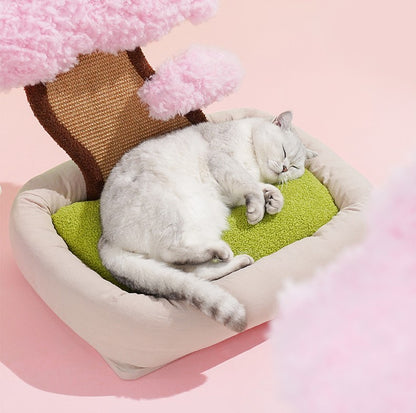 Under the Sakura Tree Peaceful Cherry Blossom Decor Cats Dogs Pets Beds House Scratching Post