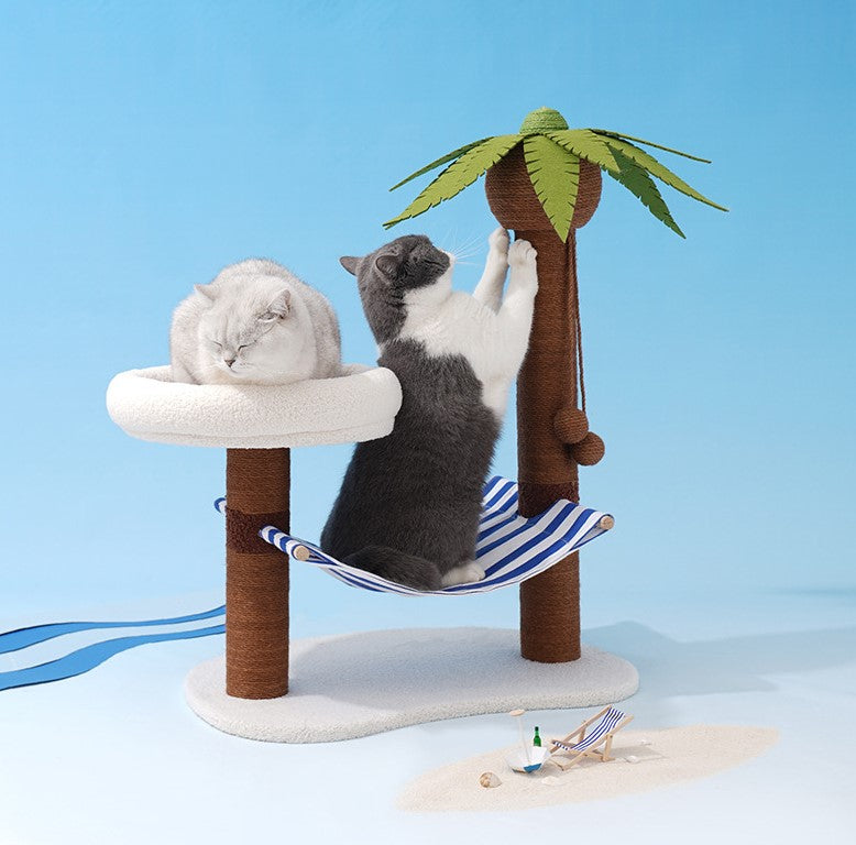 Coconut Tree Relax Beach Chair Cats Dogs Pets Beds Scratching Post Decor