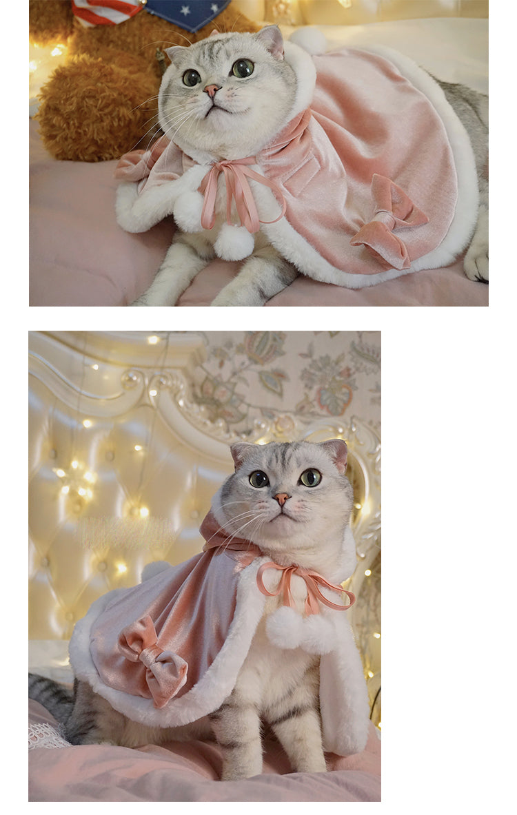 Cute Pets Dogs Cats Apparel Little Princess Winter Christmas Cloak