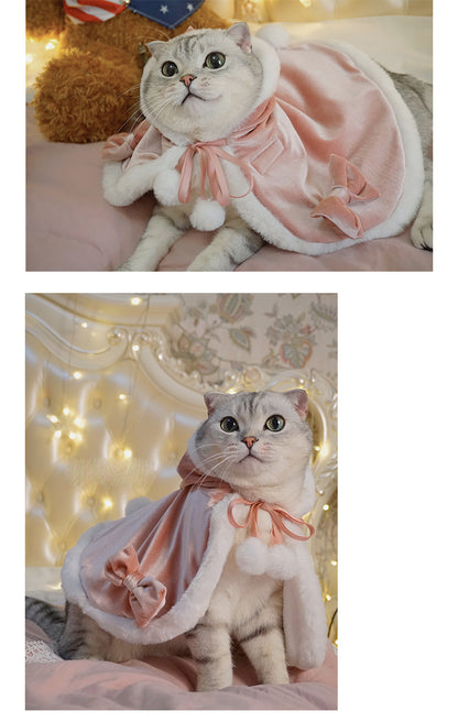 Cute Pets Dogs Cats Apparel Little Princess Winter Christmas Cloak