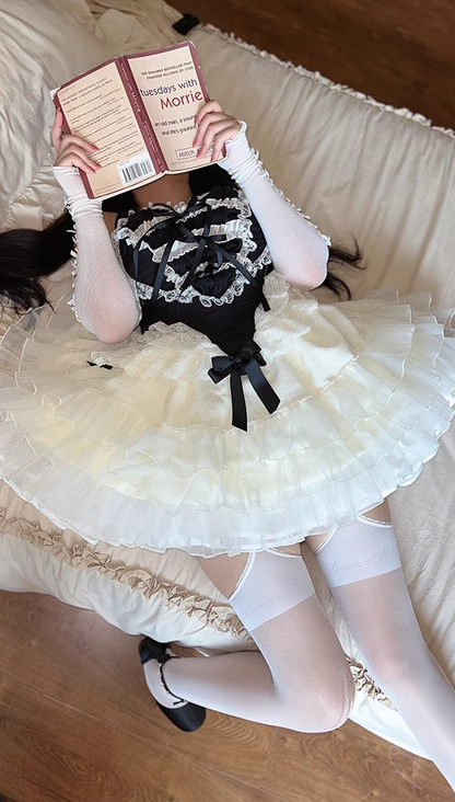 Diamond Sweetheart Love Maid Lace Hearts Black Pink Strap Tulle Dress