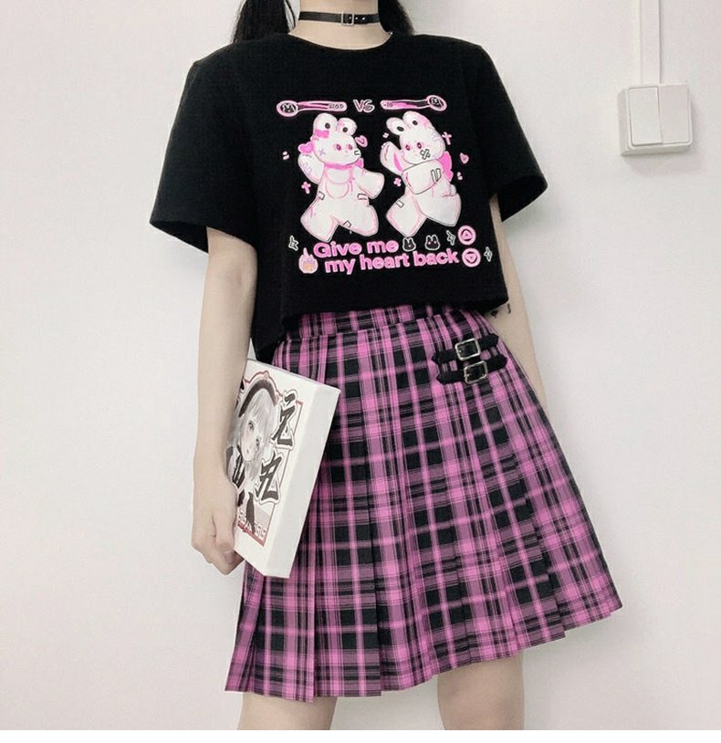 Give me my heart back Rabbit Black Pink Oversize T-shirt