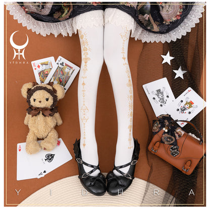 Dreamy Witch Aesthetics Princess Black & White Stockings Pantyhose Garment