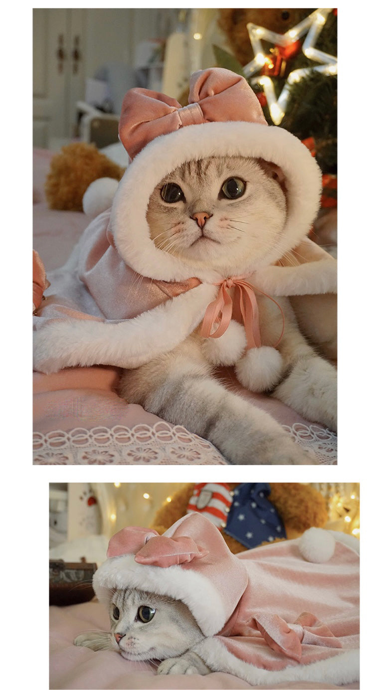 Cute Pets Dogs Cats Apparel Little Princess Winter Christmas Cloak