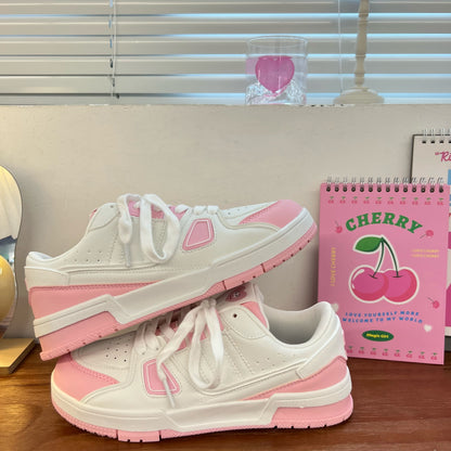 Cute Heart White Pink Sneakers Sports Running Shoes