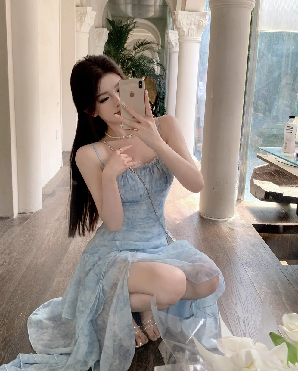 Chiffon Blue Fairy Sweet Summer Suspender Dress