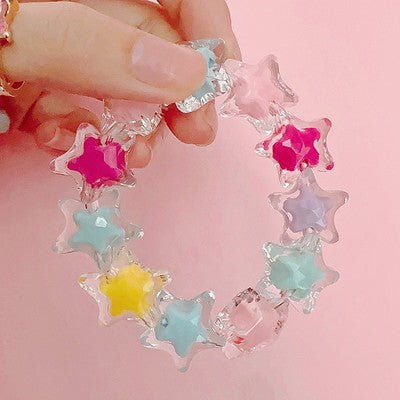 Y2K Harajuku Rainbow Colorful Stars Hearts Beads Bracelet