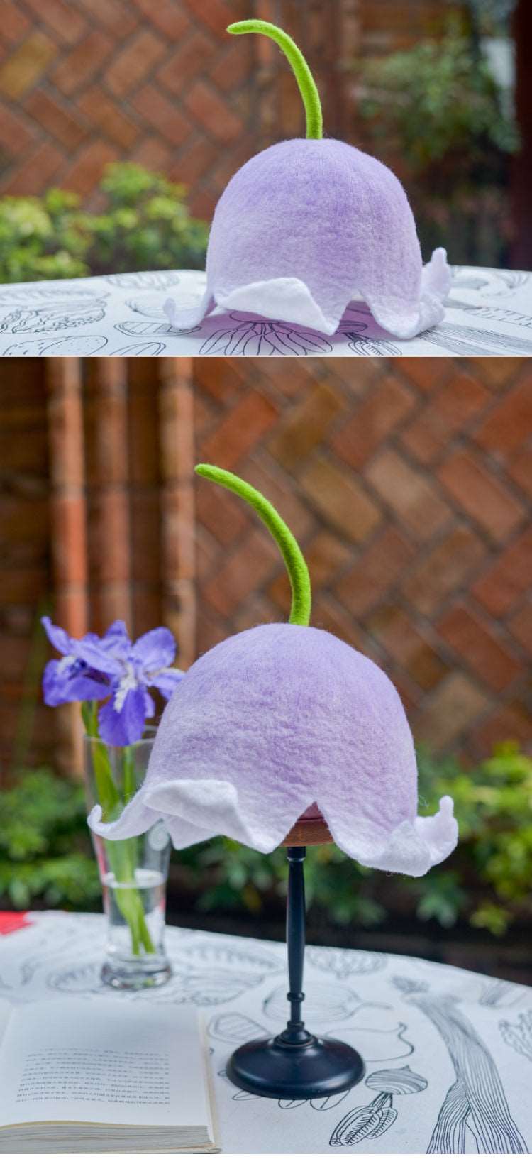 Bell Orchid Lily of Valley Purple Fairy Flower Cute Wool Hat