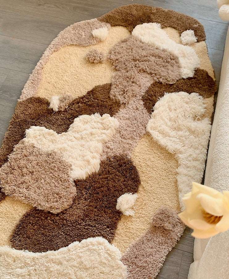 Brown Snow Beige Parisian Chic Neutral Classic Nature Soft Mat Moss Rugs Carpets Decor