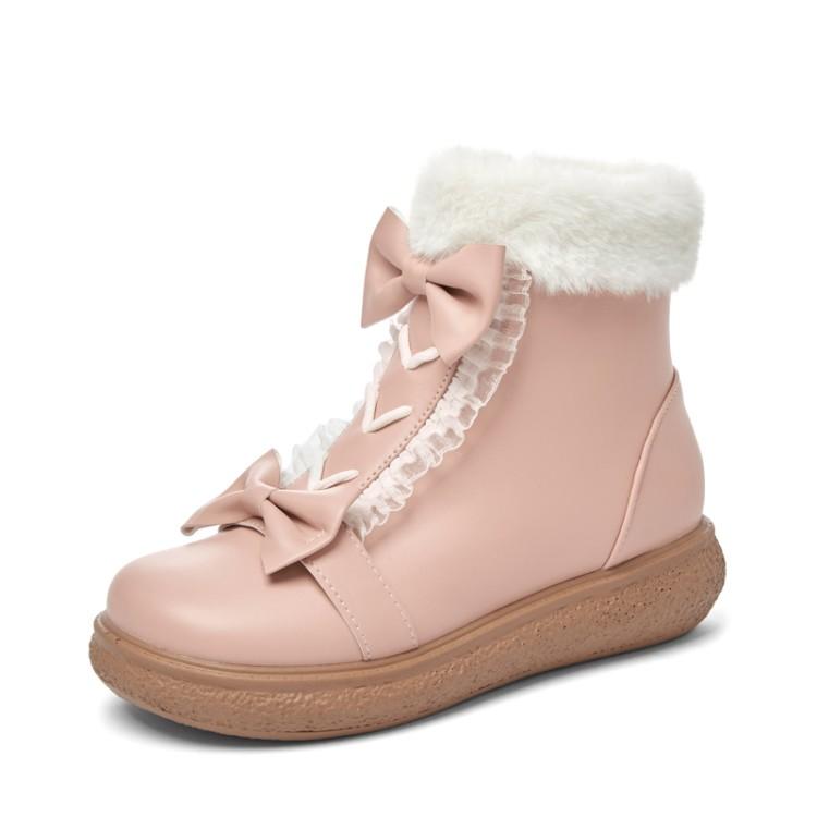 Dream Land Sweet Princess White Cream Pink Winter Boots