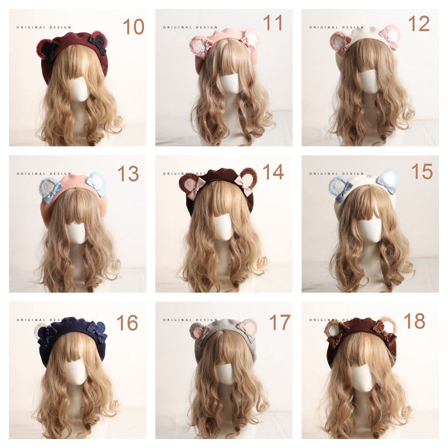 Cute Furry Teddy Bear Ears Bow Beret Hat