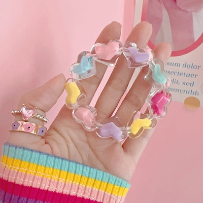 Y2K Harajuku Rainbow Colorful Stars Hearts Beads Bracelet