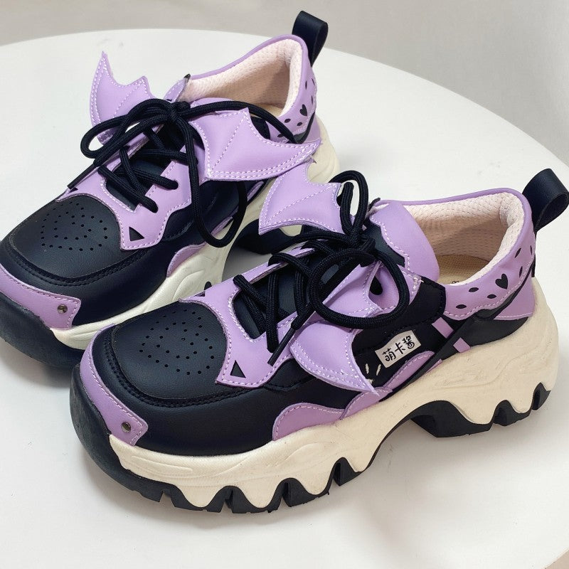 Moeka Chan Soft Girl Cute Pastel Pink Blue Purple White Black Heart Wings Sneakers Running Shoes