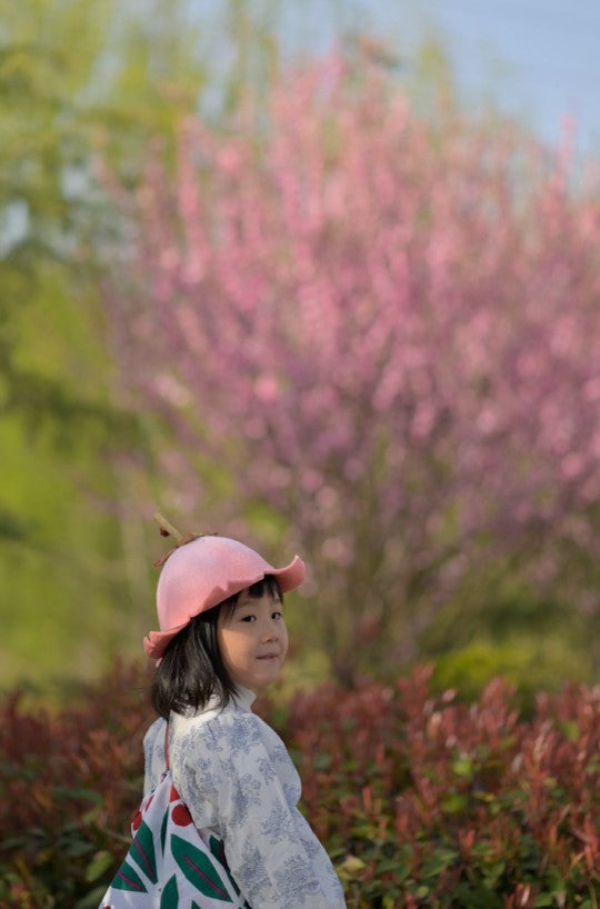 Handmade Cherry Blossom Peach Pink Fairy Flower Cute Wool Hat