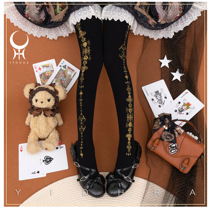 Dreamy Witch Aesthetics Princess Black & White Stockings Pantyhose Garment