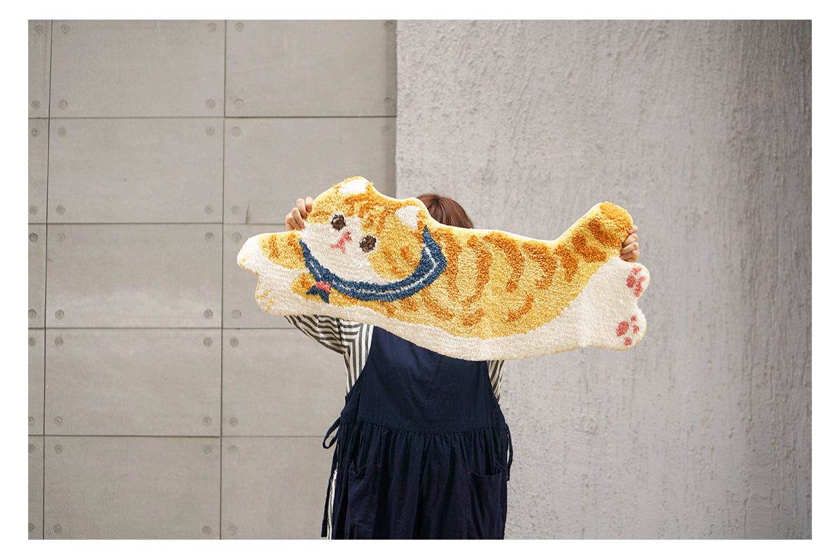 Cute Sailor Orange Tabby Cat Neko Soft Plush Rug Carpets Decor