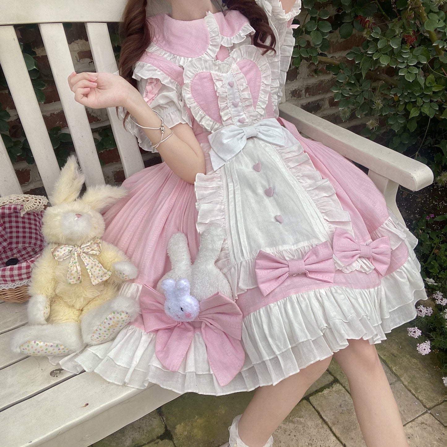 Princess of Heart Sweet Pastel Pink Rabbit Dress & Shirt Two Piece Set