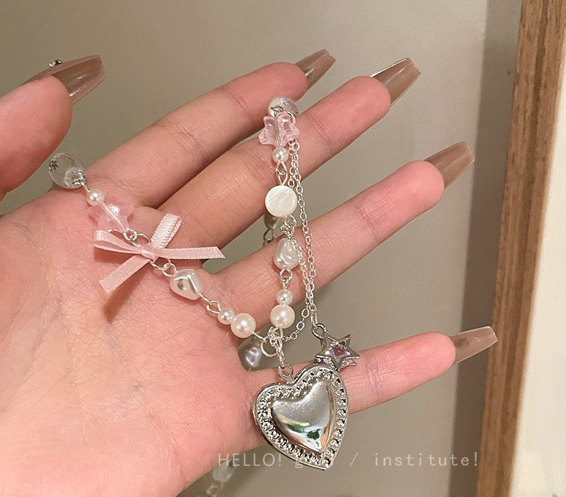 Run Away Princess Coquette Girl Heart Bow Ribbon Necklaces