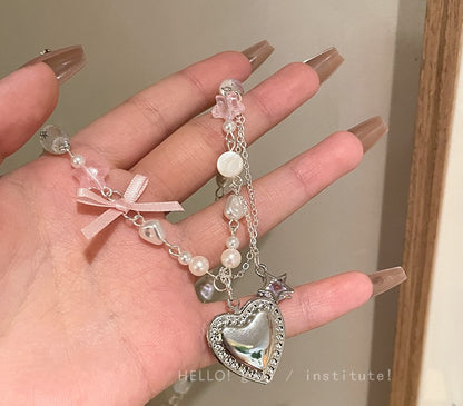 Run Away Princess Coquette Girl Heart Bow Ribbon Necklaces