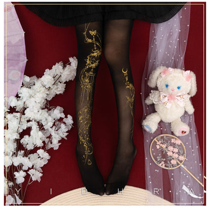 Moon Palace Rabbit Lamp Dream Witch Princess Black & White Stockings