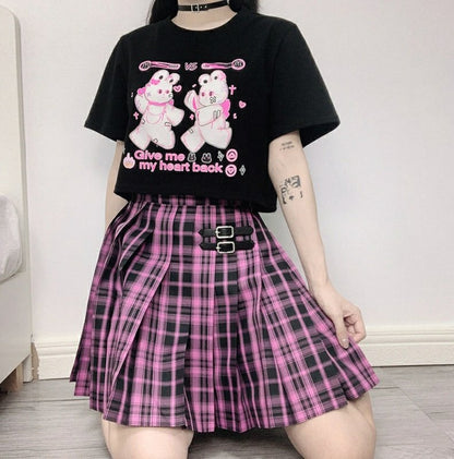 Give me my heart back Rabbit Black Pink Oversize T-shirt