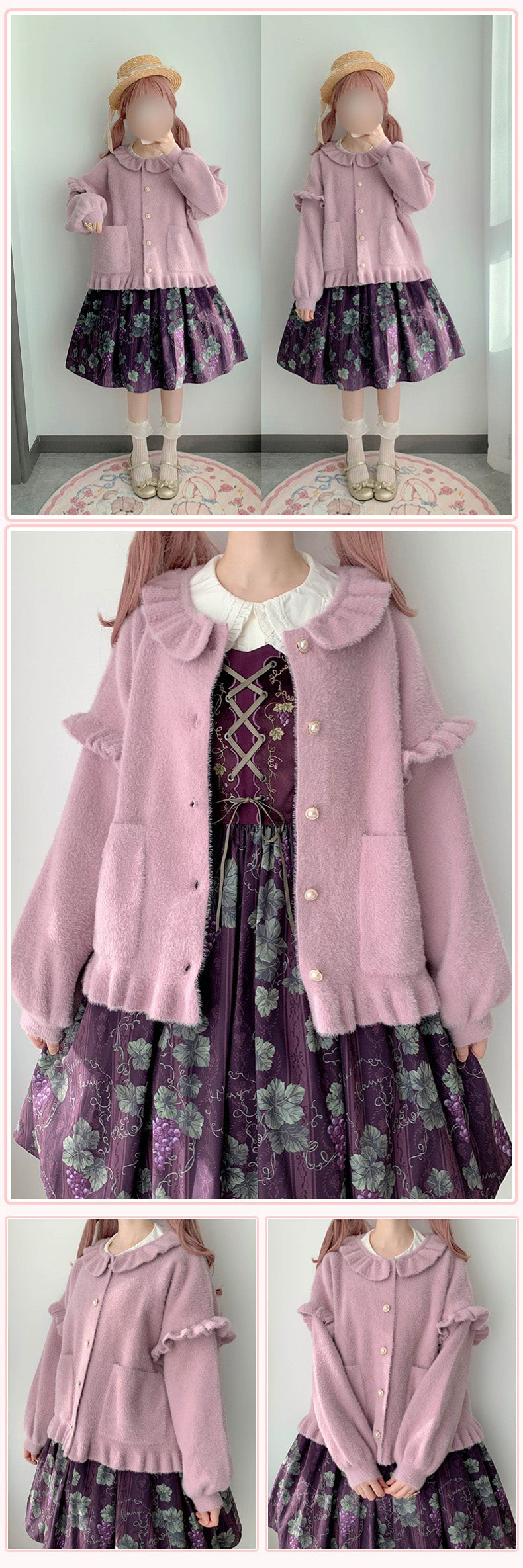 Cute Faux Mink Fur Princess Colorful Red Blue Pink Purple White Cream Black Brown Soft Jacket