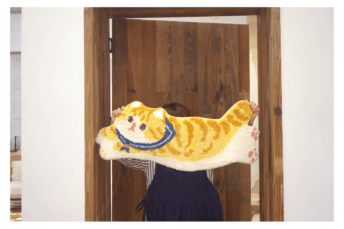 Cute Sailor Orange Tabby Cat Neko Soft Plush Rug Carpets Decor