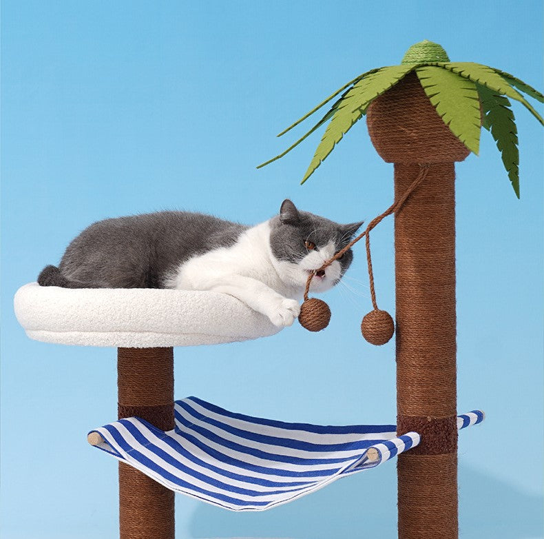 Coconut Tree Relax Beach Chair Cats Dogs Pets Beds Scratching Post Decor