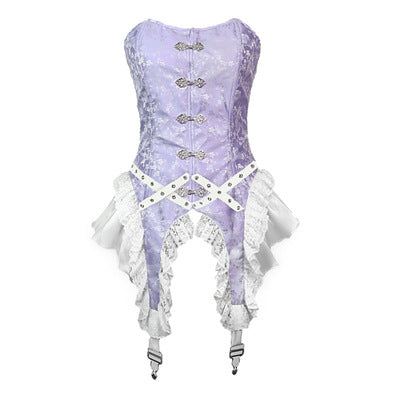 Blood Supply Salvation Gothic Punk Jacquard White Lace Purple Fishbone Sleeveless Top