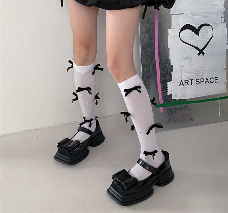 Sexy Bow Transparent Tights Stockings Socks