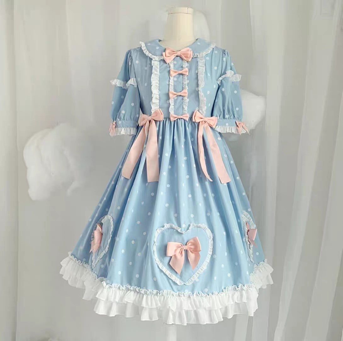 Plus Size Summer Bow Candy Princess Blue & Pink Dress