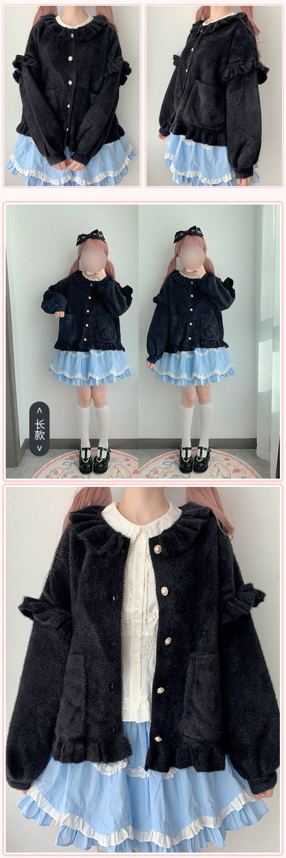 Cute Faux Mink Fur Princess Colorful Red Blue Pink Purple White Cream Black Brown Soft Jacket