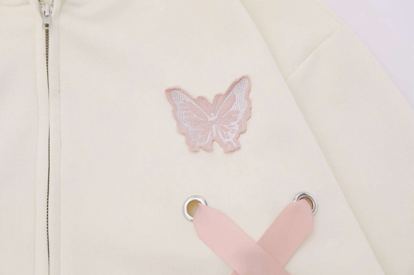 Butterfly Bow Ribbon White Pink & Black Purple Hoodie Sweatshirt