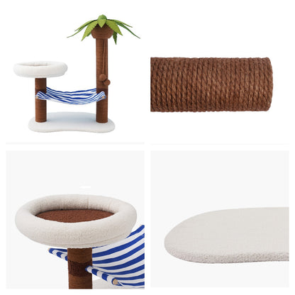 Coconut Tree Relax Beach Chair Cats Dogs Pets Beds Scratching Post Decor