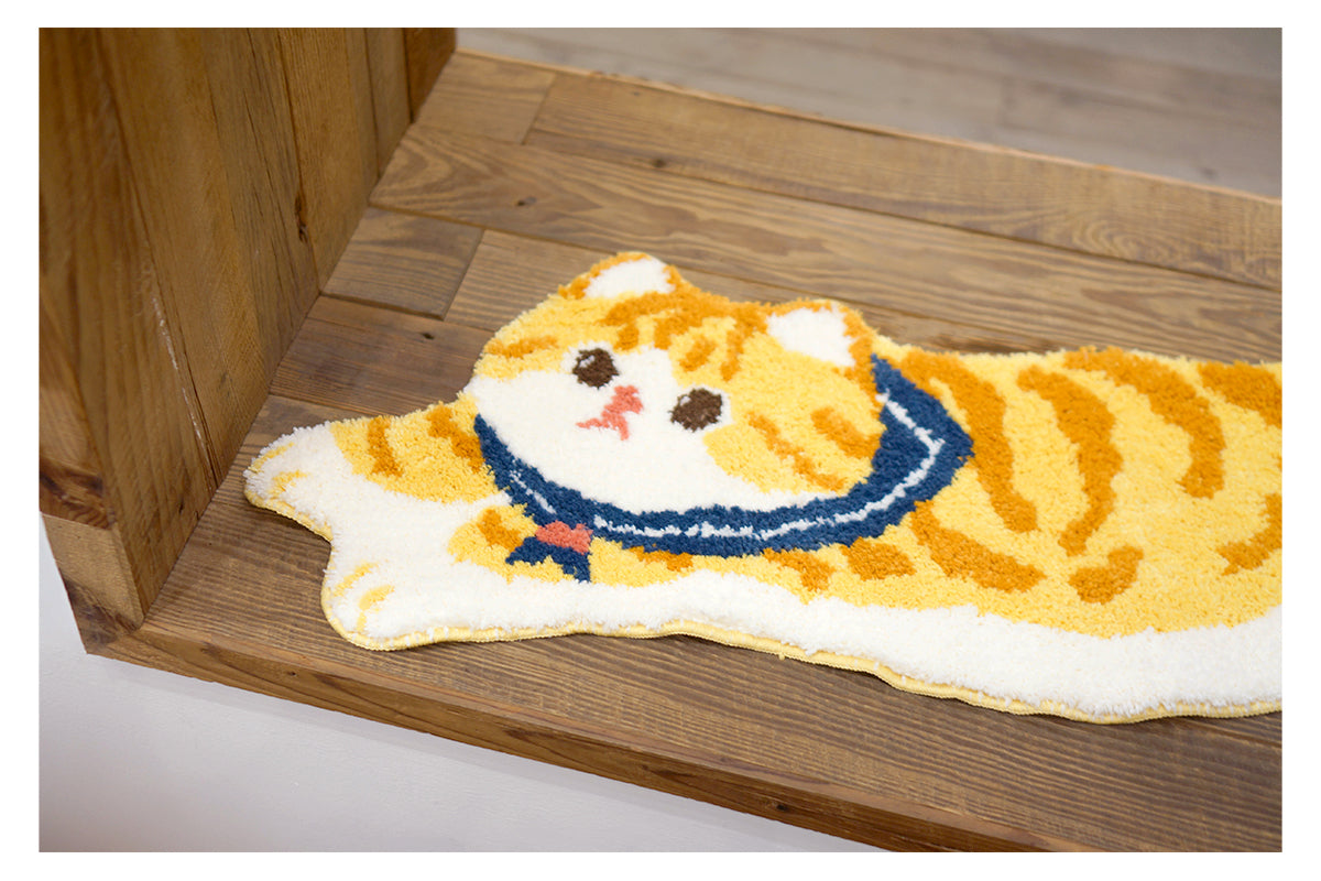 Cute Sailor Orange Tabby Cat Neko Soft Plush Rug Carpets Decor