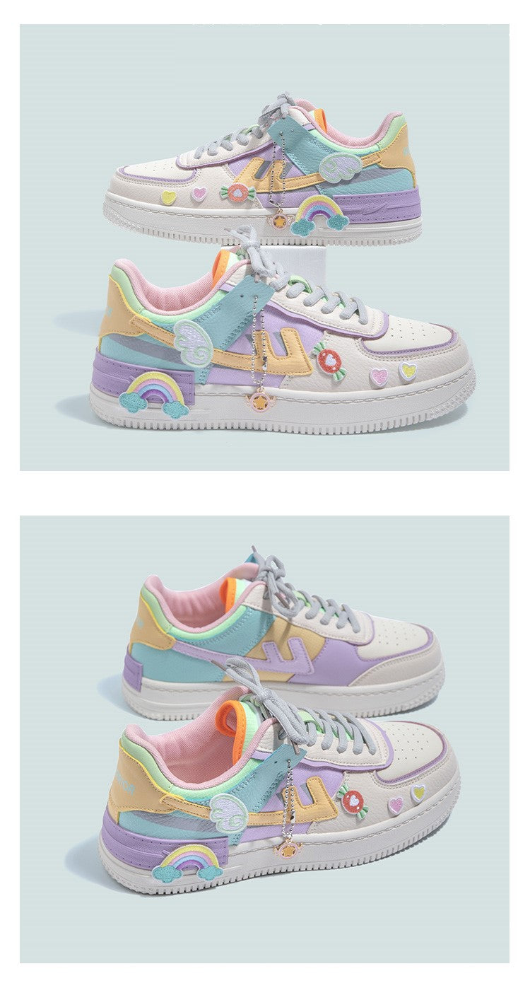 Macaron Candy Rainbow Stickers Purple Sneakers Sports Running Shoes